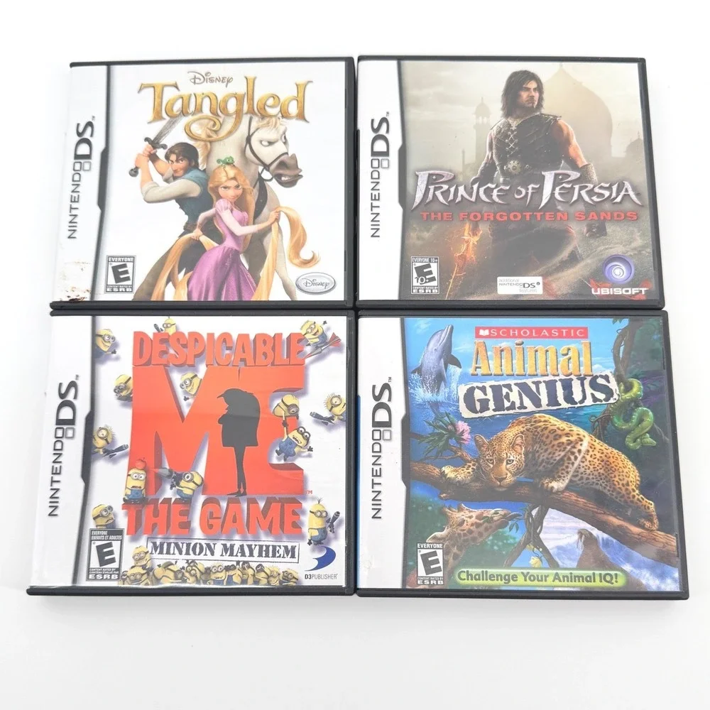 Bundle of 4 Nintendo DS Games Tangled Prince of Persia Animal Genius Minions